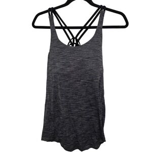Lululemon Womens Heathered Gray Strappy Back Tank Top With Built-In Bra Size 8